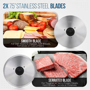 Meat Slicer, 200W Powerful Electric Food Slicer-Deli Meat Slicer Machine for Home Use for, Cheese, Bread, Vegetables-2 Round 7.5" Stainless Steel Blade, Child Lock Protection & Adjustable Thickness