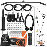 Home Gym Pulley System - Tricep Workout, Lat Pulldown, Biceps Curl, Triceps, Shoulders, Back, Forearm, Weight Cable for Squat Rack, Garage