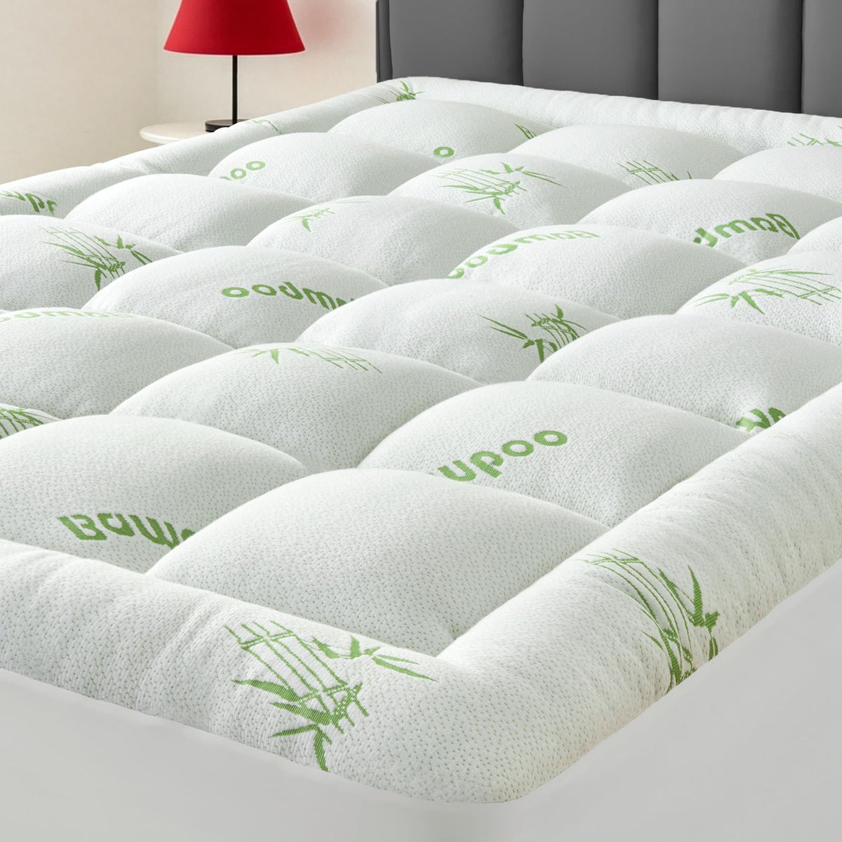 King Size Mattress Topper Viscose Derived from Bamboo, Soft Thick Pillow Top Mattress Pad Cover for Back Pain, Cooling Mattress Protector with 8-21 Inch Deep Pocket, White