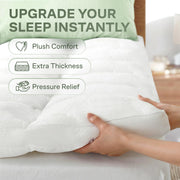 Thick Full Mattress Topper with 20" Deep Pocket Viscose Derived from Bamboo, Ultra Plush & Soft Mattress Pad, Pillow Top, Full Body Support, White