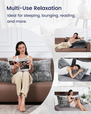 Fluffy Body Pillow, Full Body Pillows for Adults, Long Pillow for Sleeping with Removable Cover and Adjustable Filling for Side Sleeper & Pregnancy，Large and Firm Pillow, Machine Washable(Grey)
