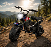Mini Bike 99cc Gas Powered 4-Stroke Engine, 3.5HP Off-Road Trail Motorcycle, Mini Dirt Bike with Headlight, Pull Start for Outdoor Riding (Black)