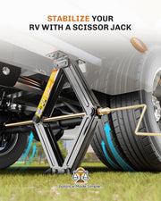 RV Stabilizer Jacks - 6500lbs Heavy Duty Scissor Jacks for Travel Trailer & Camper, Set of 4 with Crank Handle, Drill Bit, 24" Max Lift