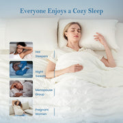Cooling Comforter Seersucker Plaid Queen Size, Q-Max 0.45 Lightweight Cooling Blanket, Breathable Silk Smooth Summer Bedding Quilt for Hot Sleepers Night Sweats White