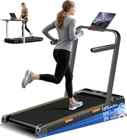 16% Walking Pad Treadmill with Incline, Foldable Treadmill with Handle Bar