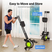16-Level Magnetic Rowing Machine with Extended Slide Rail, Advanced LCD Monitor, Wide Seat, Charcoal, 300 lb Capacity
