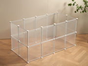 Transparent Clear Small Animal Playpen, Guinea Pig Cages, Puppy Dog Playpen, Pet Playpen, Rabbit Bunny Indoor Outdoor Fence Pen Enclosure, White Clear Plastic Playpen,12 X 12 Inch, 24 Panels