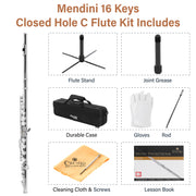 16 Keys Closed Hole C Flute Kit for Beginners - Nickel
