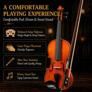 4/4 Full Size Violin Starter Kit,Fiddle Set for Adults Beginners Students with Gradient Finish,Handcrafted Solid Wood Full Size Violin set with Tuner, Case, Fingerboard Stickers, Shoulder Rest
