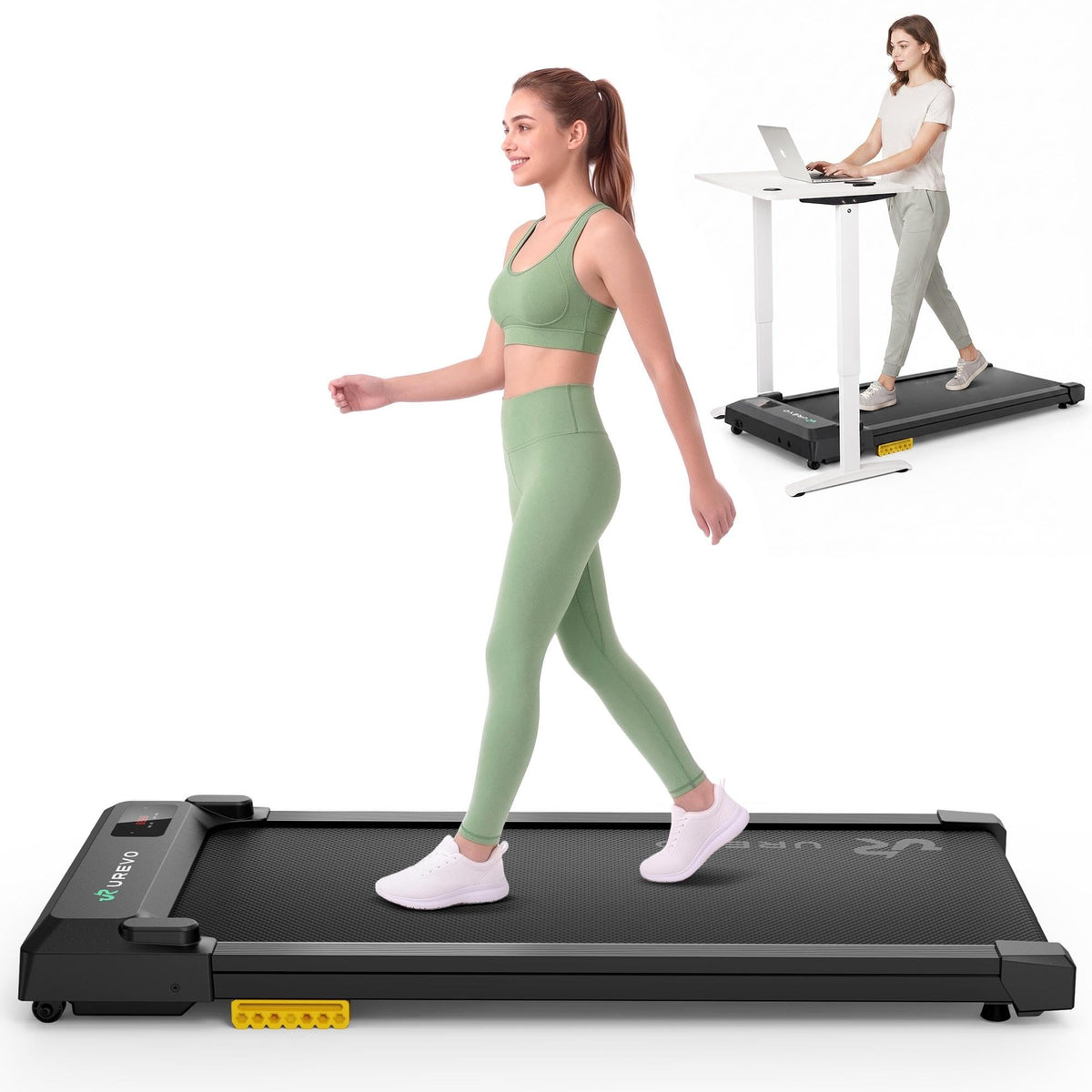 Smart Walking Pad, Compact Under Desk Treadmill with Double Shock Absorption, Quiet Operation, Workout APP with Track Insights and MIIT Mode, Plug and Play, Remote or APP Control for Home Office