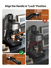 3.5Bar Espresso Machine 800W, Compact 4-Cup Espresso Maker Preheat Fast Heating, Milk Frother Steam Wand, Espresso and Cappuccino Machine for Cappuccino or Latte Black
