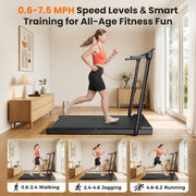 Foldable Walking Pad Treadmill with Height-Adjustable Handlebar