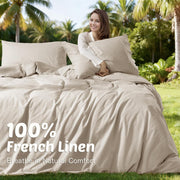 100% Linen Duvet Cover Set King Size,Durable Comforter Cover