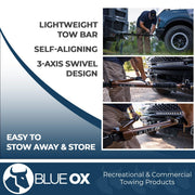 BX7380 Alpha II Tow Bar 2" Receiver | Towing Up to 6,500 lbs | Safety Cables Included | Self-Aligning with 3-Axis Swivel Design | Has Auto Locking Arms