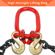 Tow Chain 3/8" Grade 80 V-Type with 15 J-Hooks, 2/3 Ft Long for Flatbed Truck, Trailer, Tractor, Wrecker - Heavy Duty Towing Rope