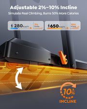 Folding Treadmill with 10% Incline, 2.5 HP Walking Pad with Handle Bar, 300 lb Capacity Treadmills for Home/Office, Foldable Treadmill with App & Speaker, 0.6-10 MPH