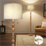 65.5" Natural Real Wood Boho Floor Lamp for Living Room Bedroom