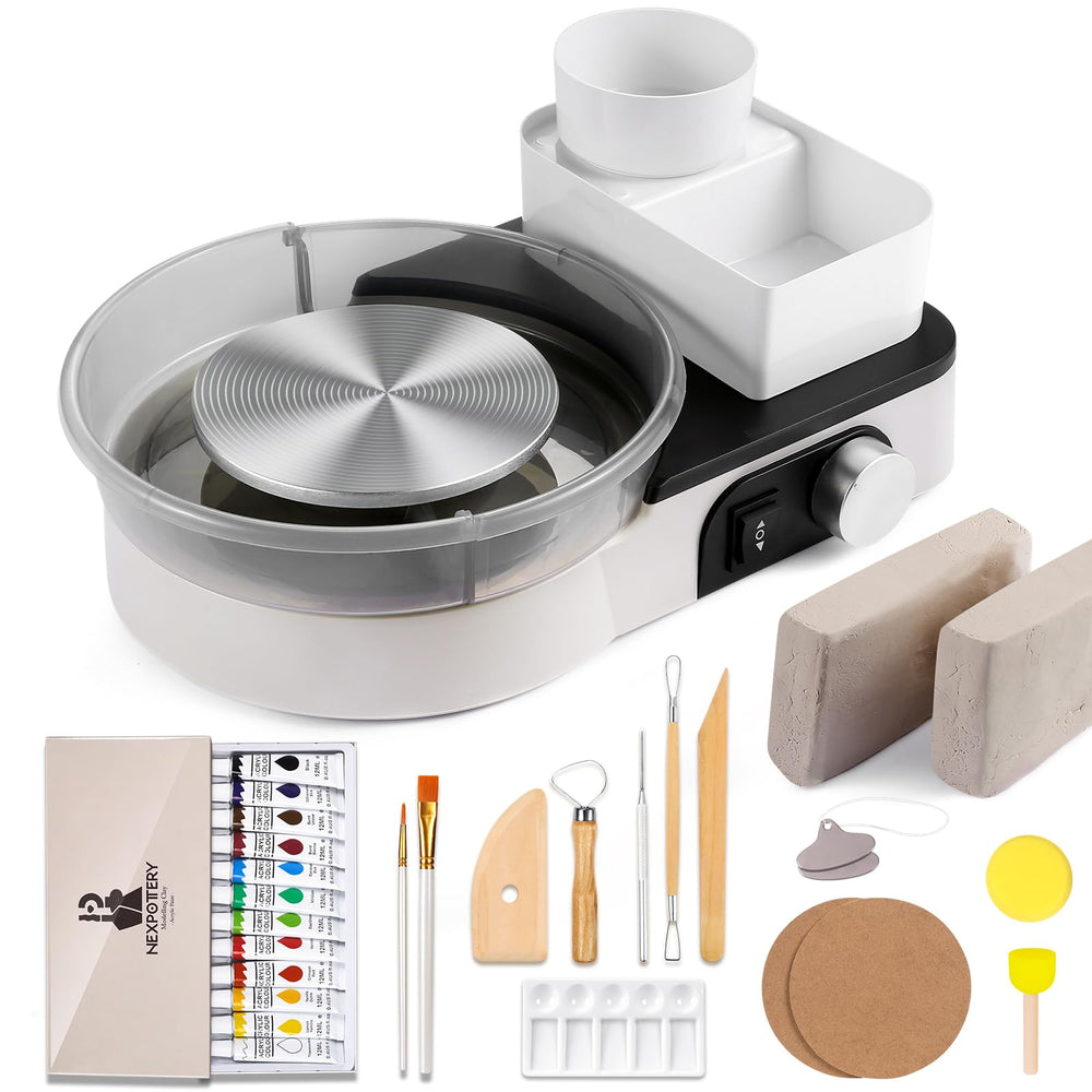 Pottery Wheel for Kids - Mini Pottery Kit for Adults Beginners Complete Pottery Set with 6" Rotating Turntable, 2.2lb Clay, Teens Art Supplies Sculpting Tools, Craft Gifts for Boys Girls