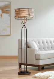 Marlowe 60 1/2" Tall Bronze Woven Metal Floor Lamp