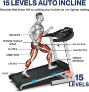 Home Treadmill 400+LB Capacity, 4.0HP Heavy Duty Treadmill Foldable