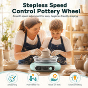 Mini Pottery Wheel for Kids Teens Beginners Starters 4.7" Turntable with Foot Pedal, Adjustable Speed, Electric Clay Wheel with 8 Shaping Tools, Birthday Gifts for Girls