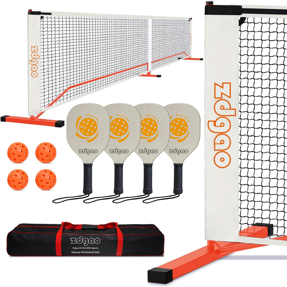 Portable Pickleball Net with 4 Paddles Set for Indoor & Outdoor 22 FT Regulation Size Net, Weather-Resistant Steel Frame, Outdoor Pickle balls, Easy Setup for Driveway, Backyard