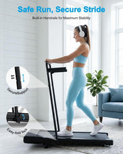 6% Incline Walking Pad with Handle bar, Smart AI App Control for Home