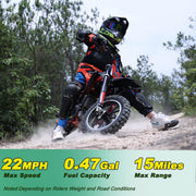 Hawk Mini Dirt Bike, Gas Power 4 Stroke Dirt Bike! 40CC Pit Bike, Pull Start, 10" Wheels! (Blue)