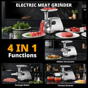 Electric Meat Grinder & Tomato Sauce Press Maker with Strainer - Heavy Duty Food Mill Machine for Grinding Meat, Making Tomato Sauce, Sausage, Kibbeh for Home Kitchen Use