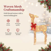 3D 4.6FT Christmas Reindeer Family Set, 210 LEDs - Gold Plug-in 3D gold Christmas deer 3pcs with 210 warm white LEDs for christmas decorations outdoor yard