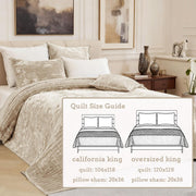 Oversized King Bedspread 120x128 Striped Soft Velvet Quilt Set