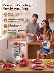 Meat Grinder 3000W Max, Heavy Duty 5-in-1 Electric Meat Mincer with Sausage Stuffer & Kubbe Kit, 3 Stainless Steel Grinding Plates for Home Kitchen & Deer Processing (Silver)
