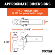 48406 SecureLatch Receiver-Mount 2-5/16-Inch Ball and Pintle Hitch Combination, 2-In Shank, 14,000 Pounds