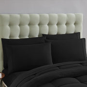 7 Piece Comforter Set Bag Solid Color All Season Soft Down Alternative Blanket & Luxurious Microfiber Bed Sheets, Black, King (Pack of 3)