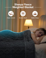 Ultra Soft Sherpa Weighted Blanket for Adults, 60"x80" 15lbs Heavy Blankets Cozy Comfort for Relaxing Nights, Double-Sided Fluffy Sherpa & Fleece, Double Inner Layers-No Bead Bunching, Even Weight