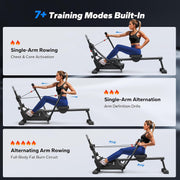 16-Level Dual-Rail Magnetic Rowing Machine, Advanced LCD Monitor, Standard Seat, Charcoal, 350 lb Capacity