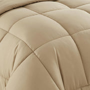 7 Piece Comforter Set Bag Solid Color All Season Soft Down Alternative Blanket & Luxurious Microfiber Bed Sheets, Taupe, King (Pack of 3)