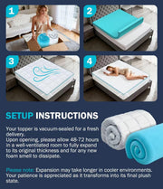 Queen 4 Inch Dual Layer Memory Foam Mattress Topper, Cooling Gel Pad