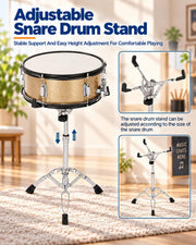 5-Piece Drum Set Adult, 22-Inch Full Size Drumset with Cymbals, Pedal, Drumsticks, Adjustable Stool & Stands – Acoustic Drum Set for Adults, Beginners, Students,Teens – Champagne