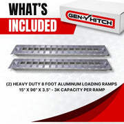 Heavy Duty Aluminum Loading Ramps, Set of 2, 8 Feet x 15"