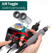 939D-VI Dual Pen Wood Burning Kit with Digital Display with 20 Wire Nibs, Detachable Wood Burning Pen, 2 Wood Pieces, Tweezers Used as Wood Burning Tool