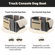 Center Console Dog Car Seat for Dogs to 18lbs,Fits Cars,Trucks Dog Booster Car Seat with Safety Leash Keeps Dogs Secure.Designed for Pickup and Trucks.With Removable Washable Cushion