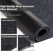 Runner Rug Carpet Runners, Indoor/Outdoor Hallway Custom Sizes Kitchen Entryway Bedroom Area Rugs with Natural Non-Slip Waterproof Rubber Backing, Garage Mat, Double Stripe, 5' x 14'