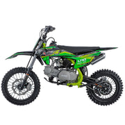 Lynx 125cc Dirt Bike, 4-Speed Semi-Automatic Pit Bike with Zongshen 4-Stroke Engine, Kick Start Gas Dirt Bike, 14"/12" Big Wheels, Air-Cooled Off-Road Motorcycle for Youth & Adults (Green)