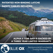 BX7380 Alpha II Tow Bar 2" Receiver | Towing Up to 6,500 lbs | Safety Cables Included | Self-Aligning with 3-Axis Swivel Design | Has Auto Locking Arms