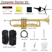 Gold Lacquer Bb Trumpet Set, Rose Brass Leadpipe