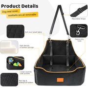 Dog Car Seat for Large/Medium Dog, Booster Seat for Dogs Under 55Lbs or 2 Small, Detachable and Washable Travel Pet Seat with Thick Cushion and Storage Pockets (Black)