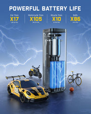 X8 APEX Tire Inflator Portable Air Compressor, 1 Min Fast Inflation 150PSI Cordless Tire Inflator with LED Dual Screen, Suitable for MPV, Car, Motorcycle, Up to 26.3″ Tires, Deluxe Package