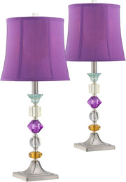 25 1/2" High Brushed Nickel Table Lamps Set of 2 Stacked Acrylic Gem