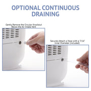 13-Pint Small-Area Desiccant Dehumidifier Compact and Quiet - With Continuous Drain Hose for Smaller Spaces, Bathroom, Attic, Crawlspace and Closets - For Spaces Up To 270 Sq Ft, White